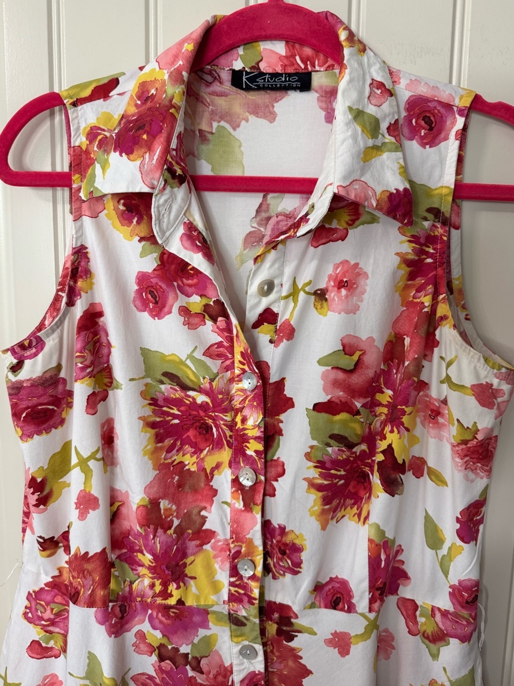 K STUDIO 💐 Floral Collared Midi Dress, Button Front, Pockets (Women’s Large) - Picture 7 of 9